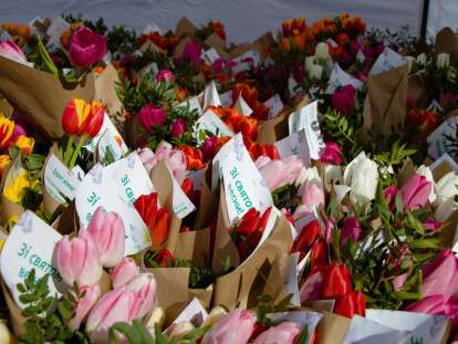 Поздравления от мэра: 8 марта днепрянкам дарили цветы на улице