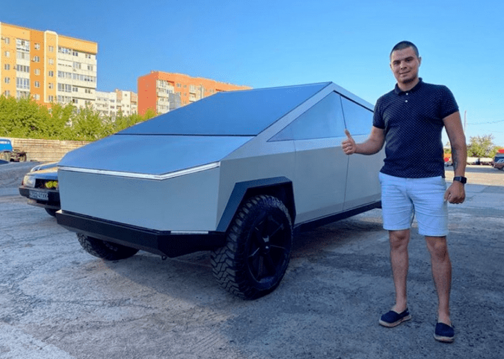 Как украинец создал копию известного Tesla Cybertruck из старого микроавтобуса (ВИДЕО)