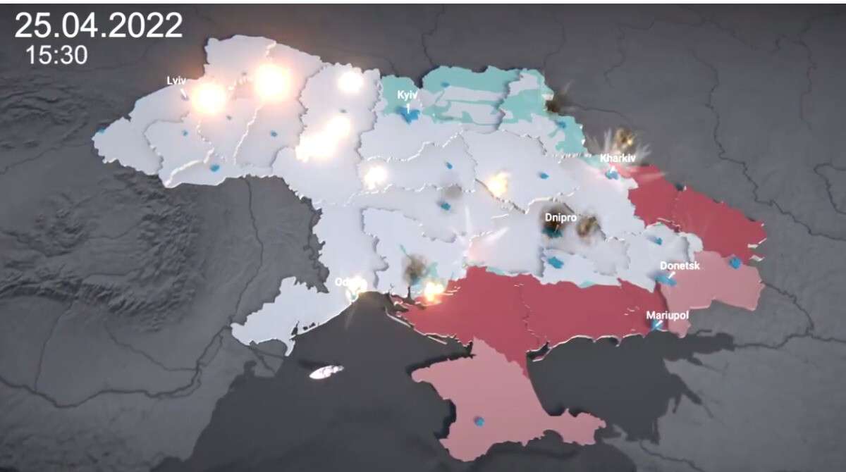 Три месяца ада за полторы минуты. Опубликована интерактивная карта войны вУкраине