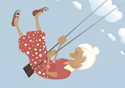 Карантин в Днепре: бабушка вышла покататься на качелях (ВИДЕО)