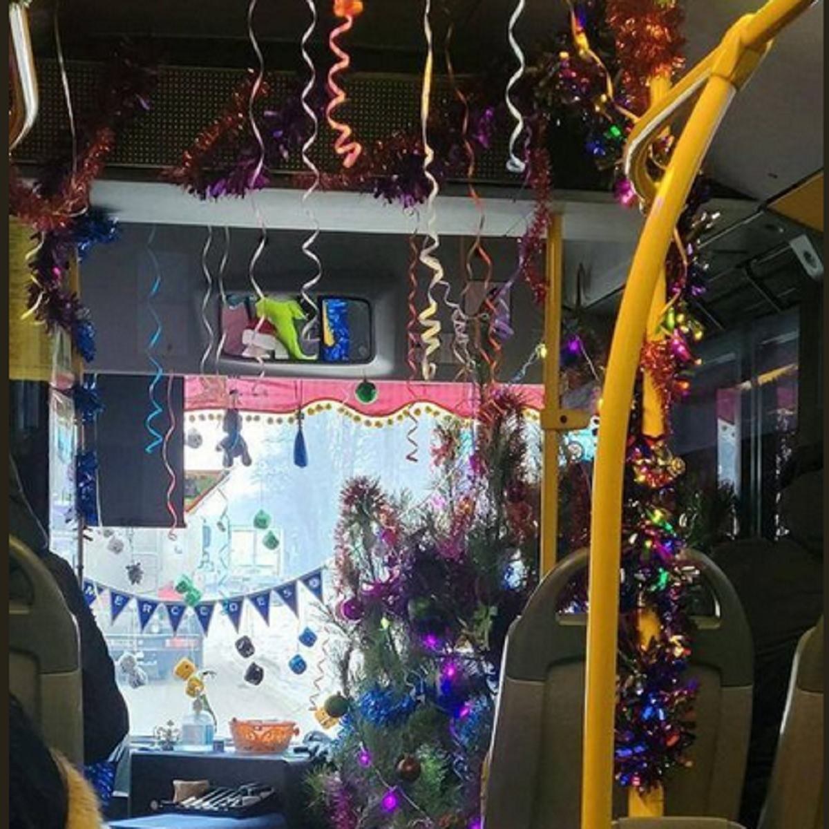 Пассажиры в восторге: в Днепре в маршрутке установили и нарядили елку (ФОТО)