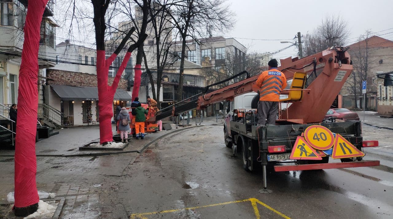 В Днепре появились красные деревья и фуд-зона: стала известна причина (ФОТО)