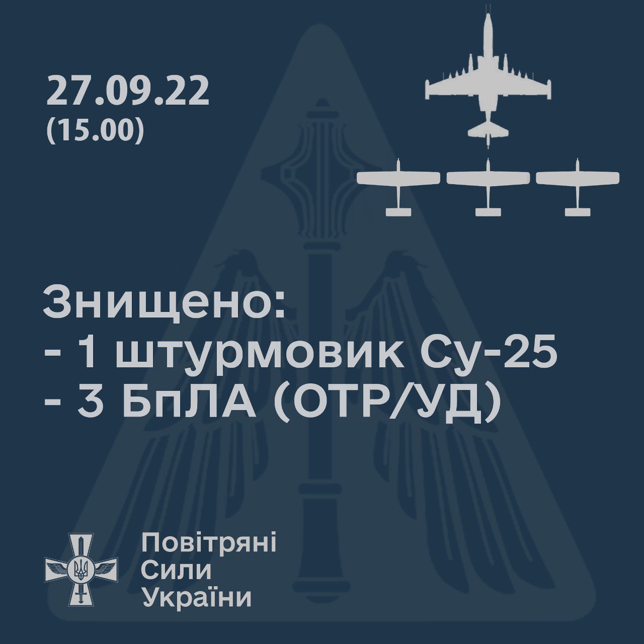 ЗСУ знищили штурмовик Су-25 на Миколаївщині