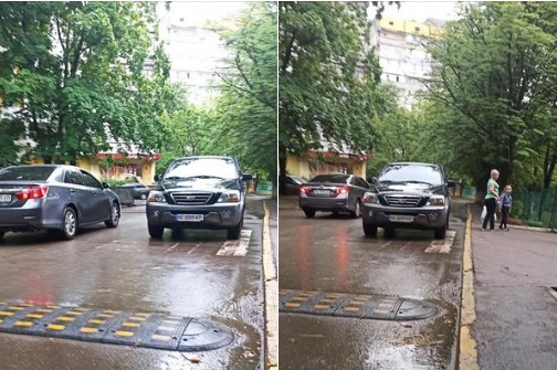 Припарковалась прямо на ПП у “желтого” бордюра и ушла: в Днепре люди возмущены поведением водителя КИА