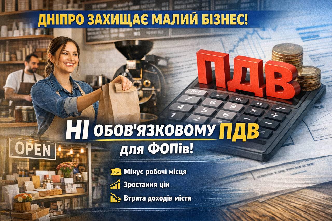 Фракція «Європейської солідарності» у Дніпровській міськраді виступила проти обов’язкового ПДВ для малого бізнесу